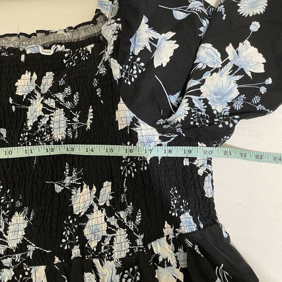 Torrid Babydoll Rayon Slub Smocked LS Crop Blouse Floral Black 3 3X Whimsigoth - Picture 11 of 11